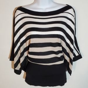 Small White House Black Market Boat Neck Striped Sweater